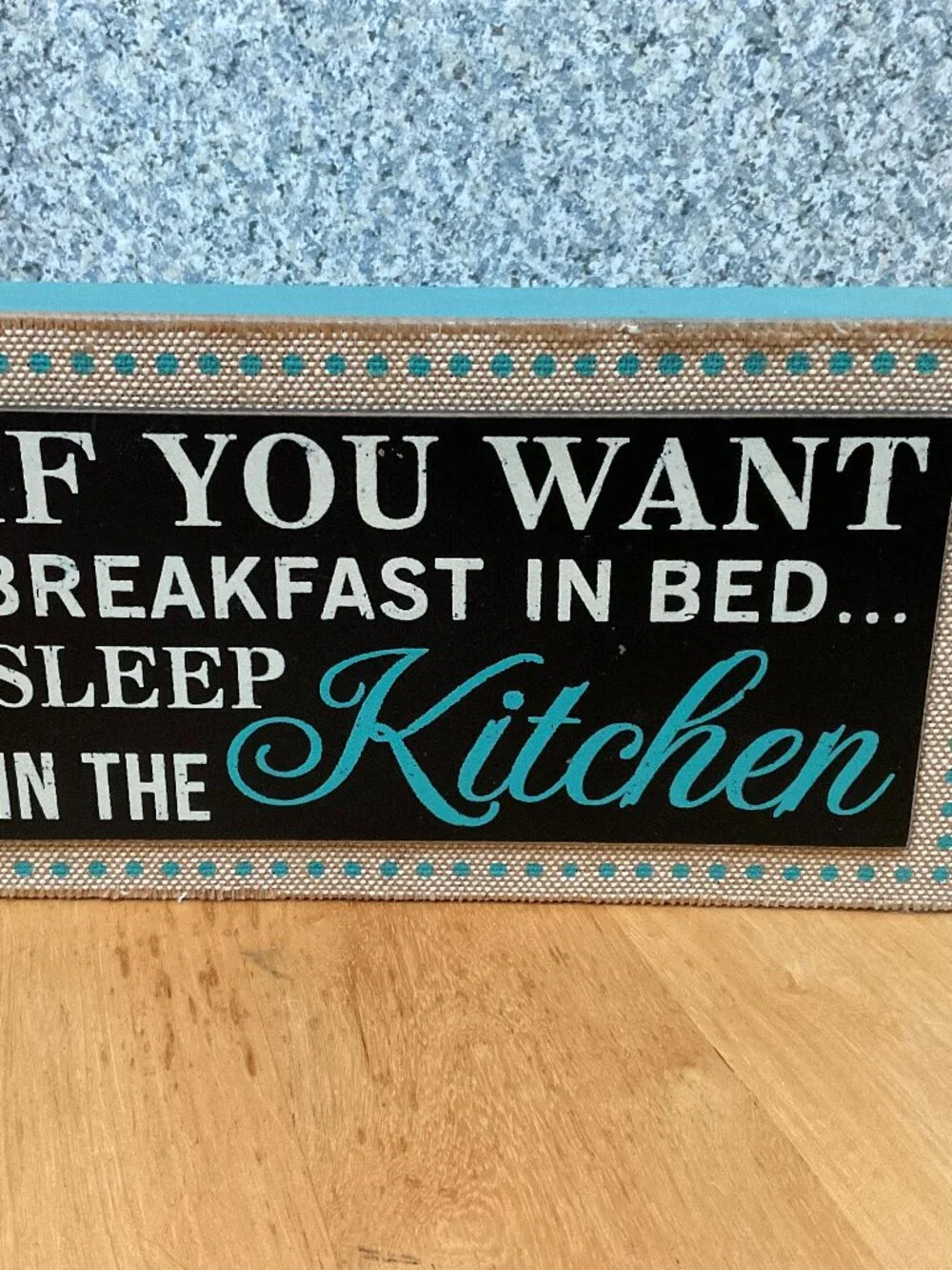 Farmhouse Kitchen Wooden Block Sign Breakfast in Bed Quote